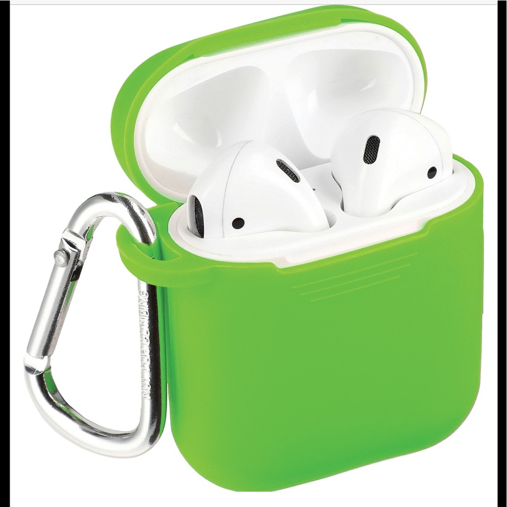 NWOT silicone AirPods case with carabiner Lime